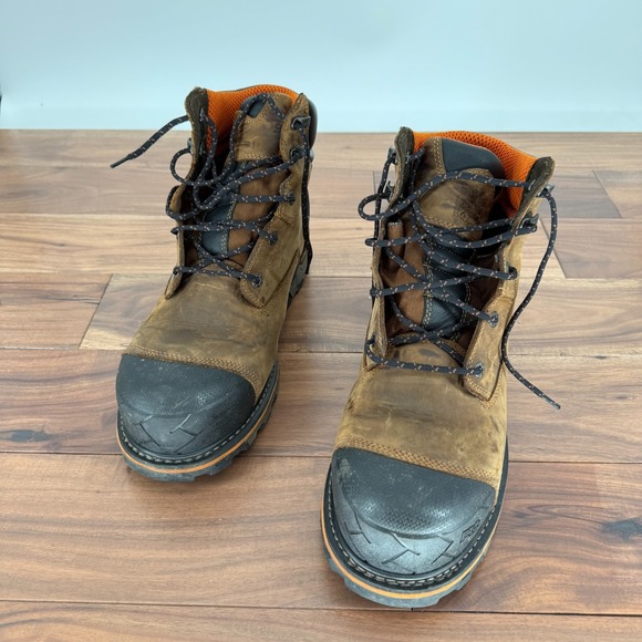 Timberland Pro Boots Mens Size 13 Wide Brown Leather Boondock Composite Toe Work - Picture 1 of 12